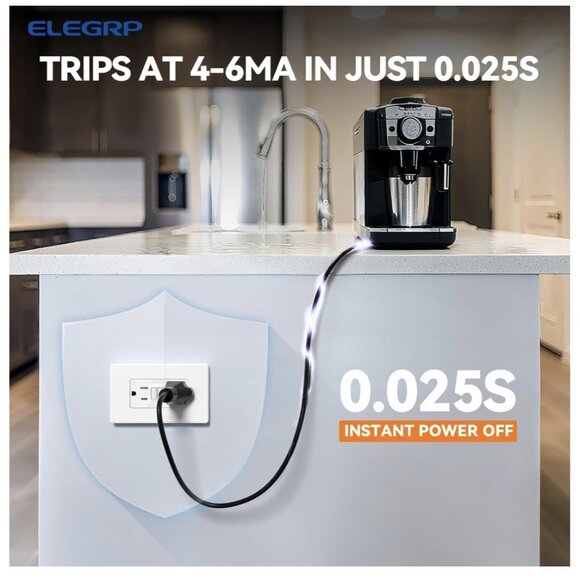 ELEGRP GFCI Outlet 15 Amp, Self-Test GFI Electrical Outlet with Thinner Design - Picture 2 of 7